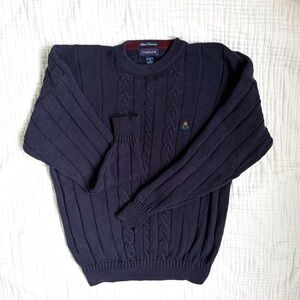 GANT Vintage Cable Knit Sweater XL Navy Hand Framed 90s Preppy